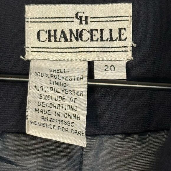 Chancelle NWT Navy Blazer 20 Navy Pearl Beaded Collar Formal Cropped QuietLuxury - Picture 4 of 8
